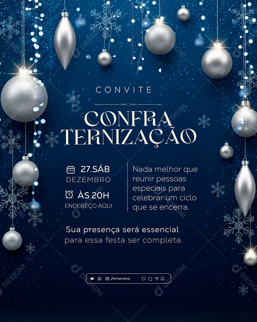 Convite de Confraternização de Fim de Ano Social Media PSD Editável