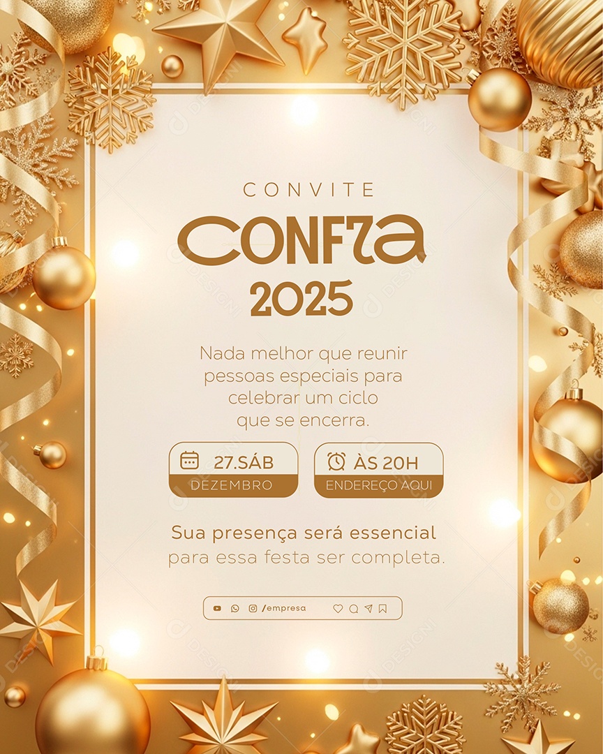 Convite de Confraternização de Fim de Ano Social Media PSD Editável