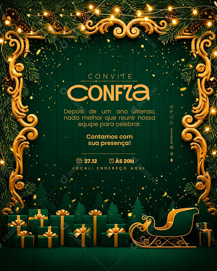 Convite de Confraternização de Fim de Ano Social Media PSD Editável