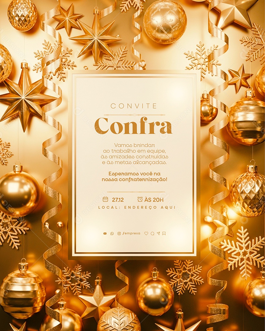 Convite de Confraternização de Fim de Ano Social Media PSD Editável