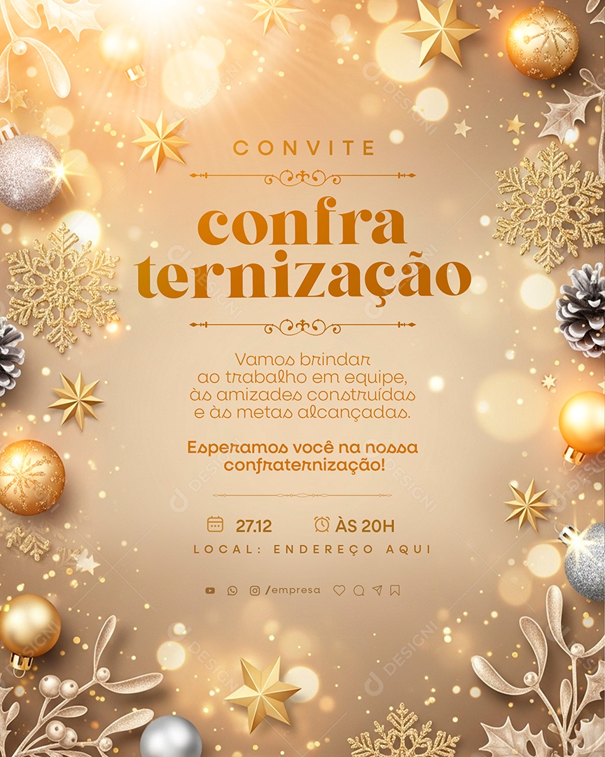 Convite de Confraternização de Fim de Ano Social Media PSD Editável