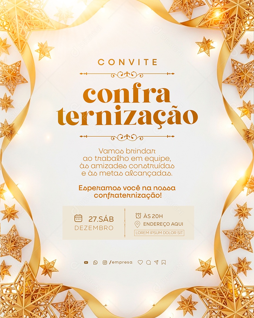 Convite de Confraternização de Fim de Ano Social Media PSD Editável