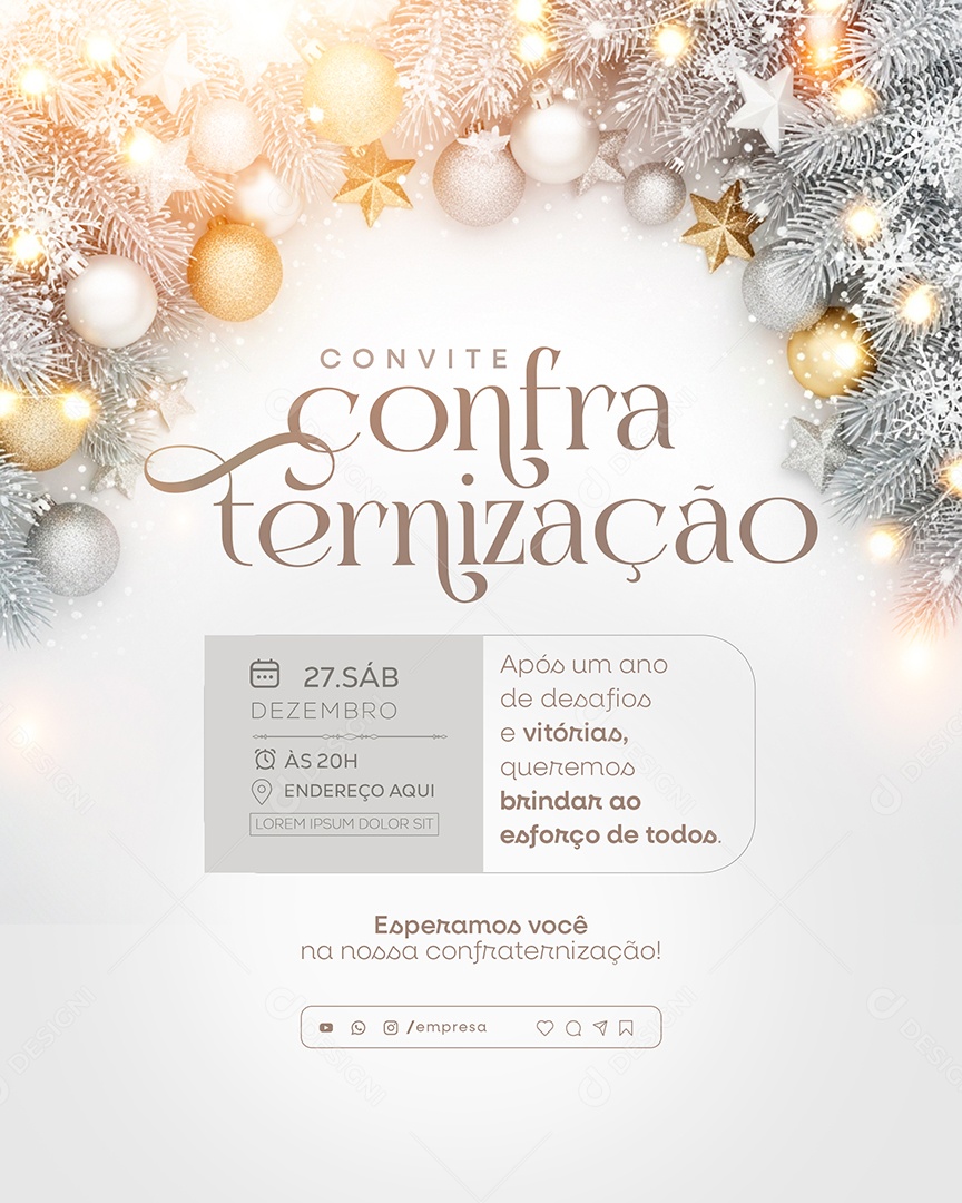 Convite de Confraternização de Fim de Ano Social Media PSD Editável