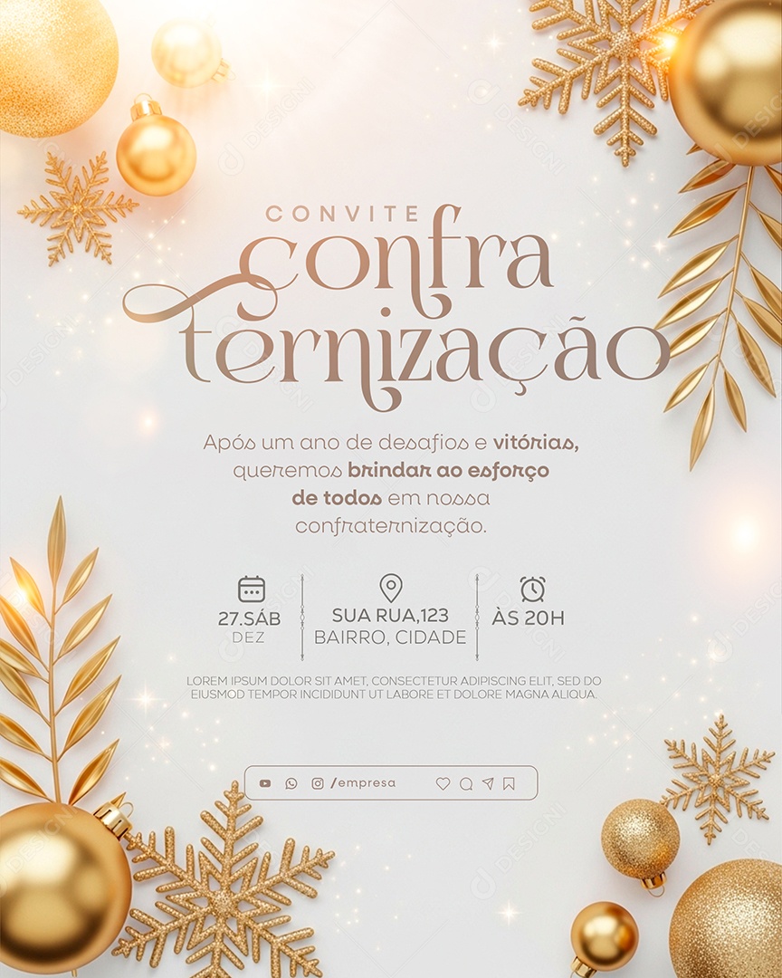 Convite de Confraternização de Fim de Ano Social Media PSD Editável