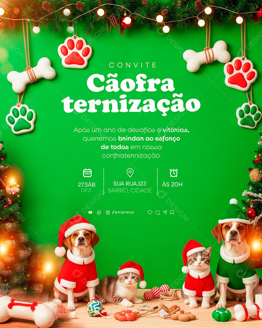 Convite de Confraternização de Fim de Ano Social Media PSD Editável