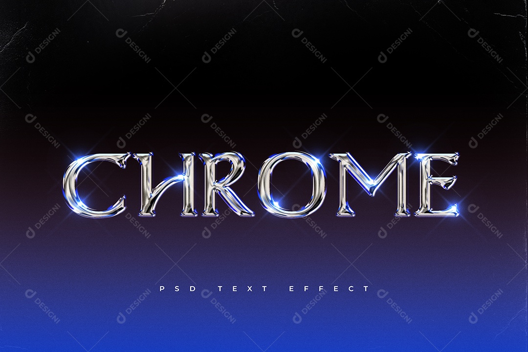 Efeito de Texto 3D Chrome PSD Editável