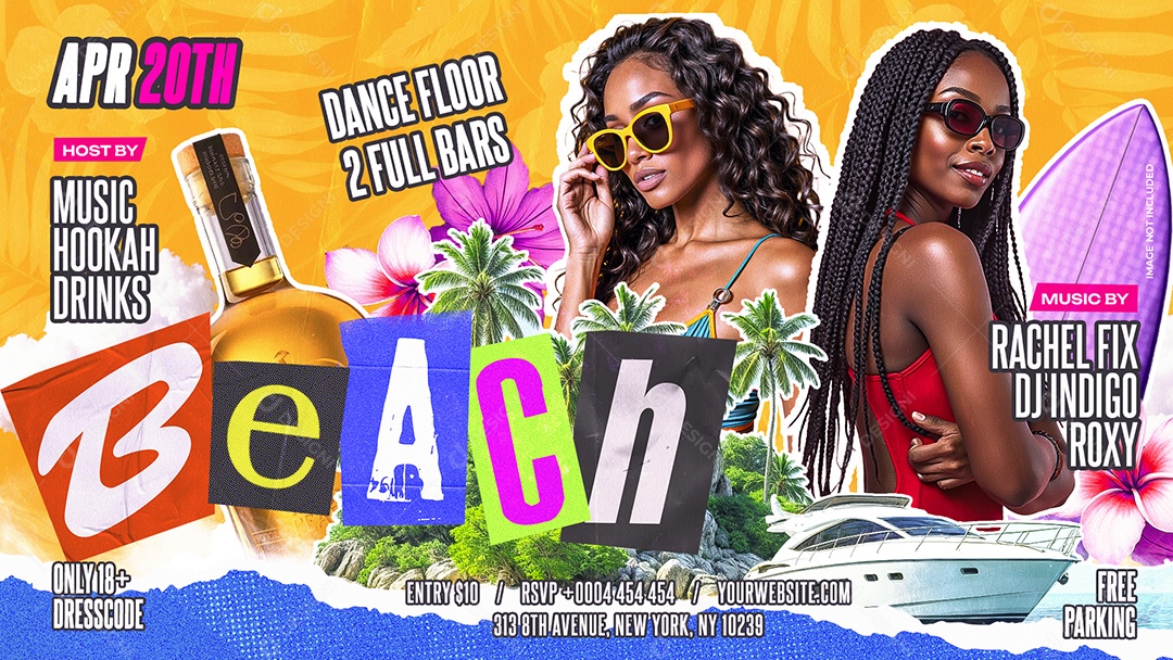 Banner Flyer Próximos Shows Beach Social Media PSD Editável