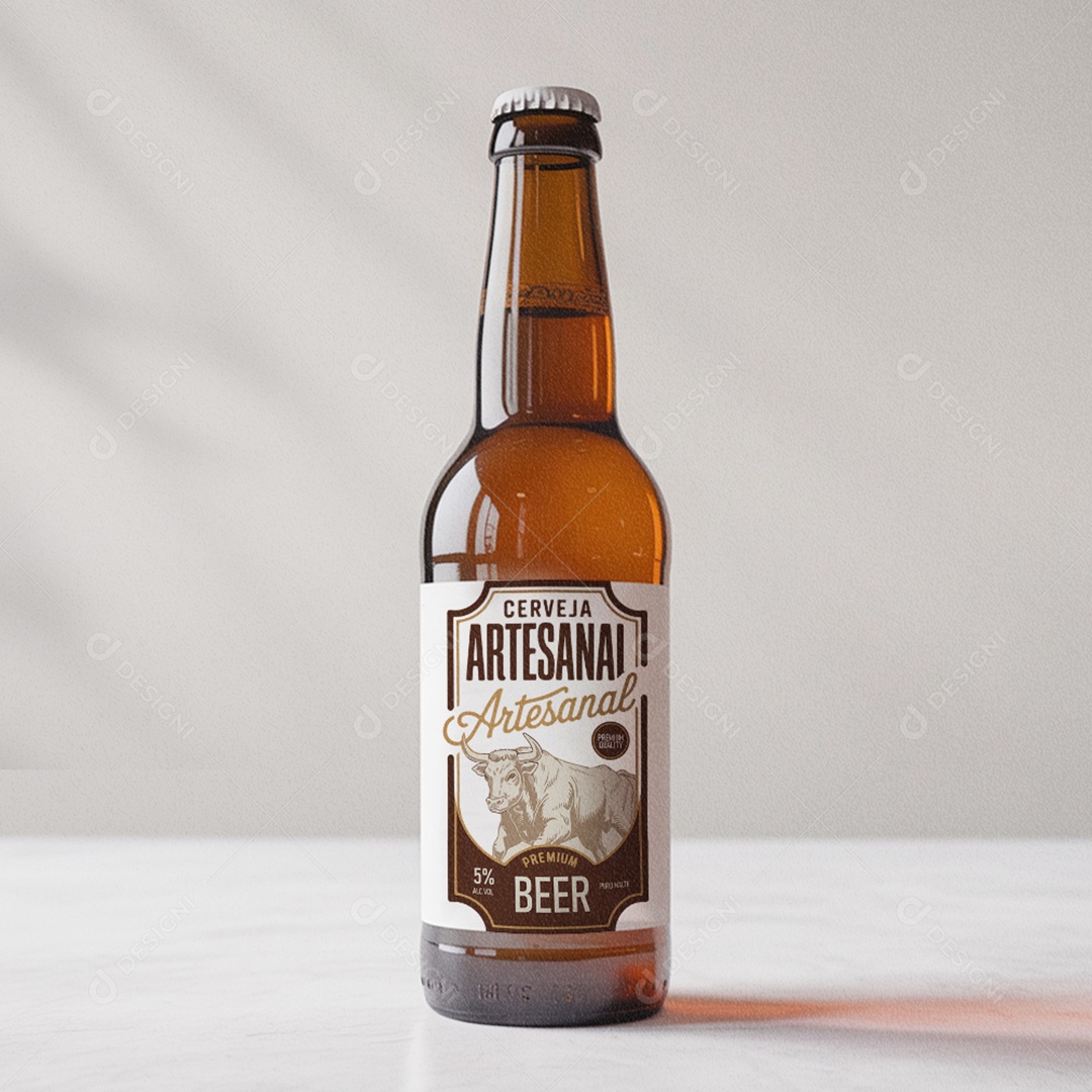 Rótulo de Cerveja Artesanal Premium Beer AI + EPS Editável