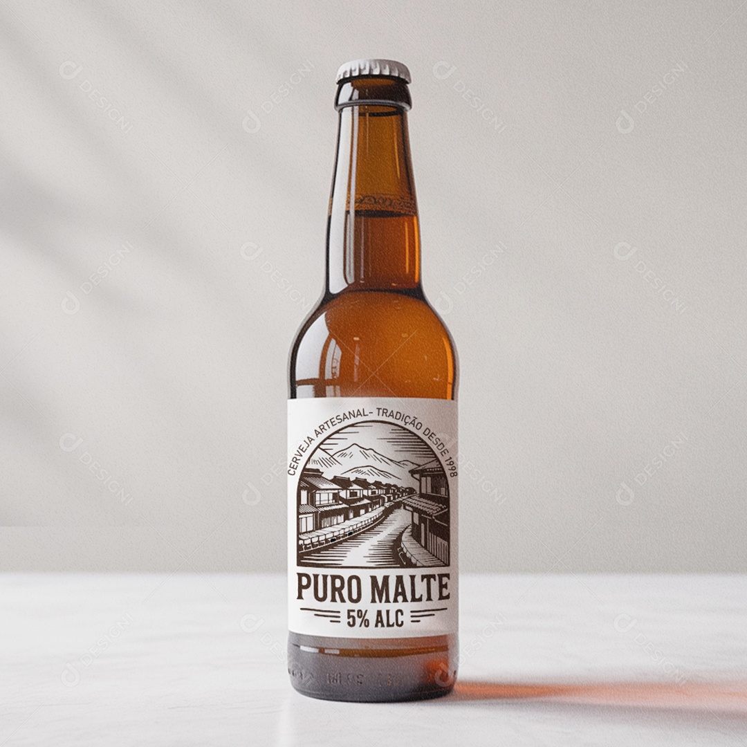Rótulo de Cerveja Puro Malte AI + EPS Editável