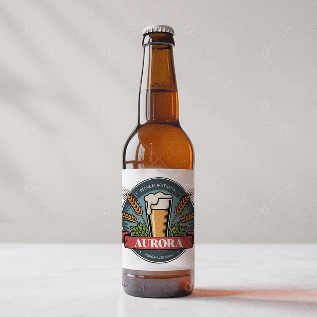 Rótulo de Cerveja Aurora AI + EPS Editável