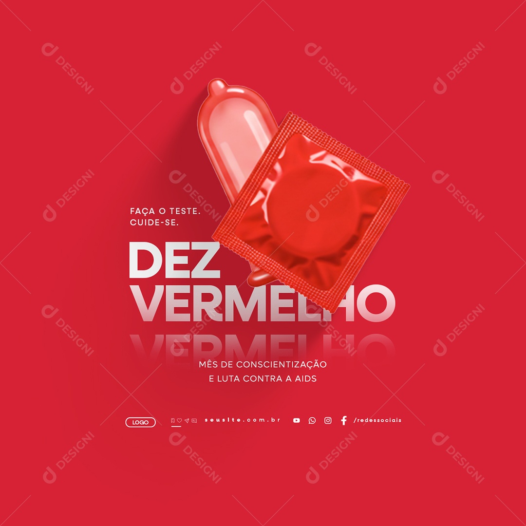 Dezembro Vermelho Mês de Conscientização e Luta Contra a Aids Social Media PSD Editável