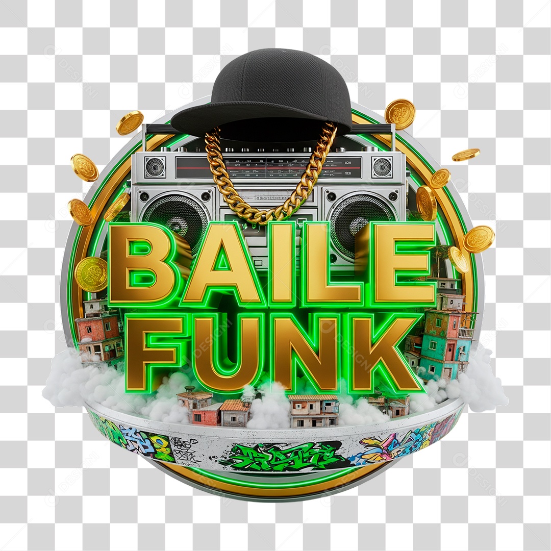 Selo 3D Noite Funk PNG Transparente