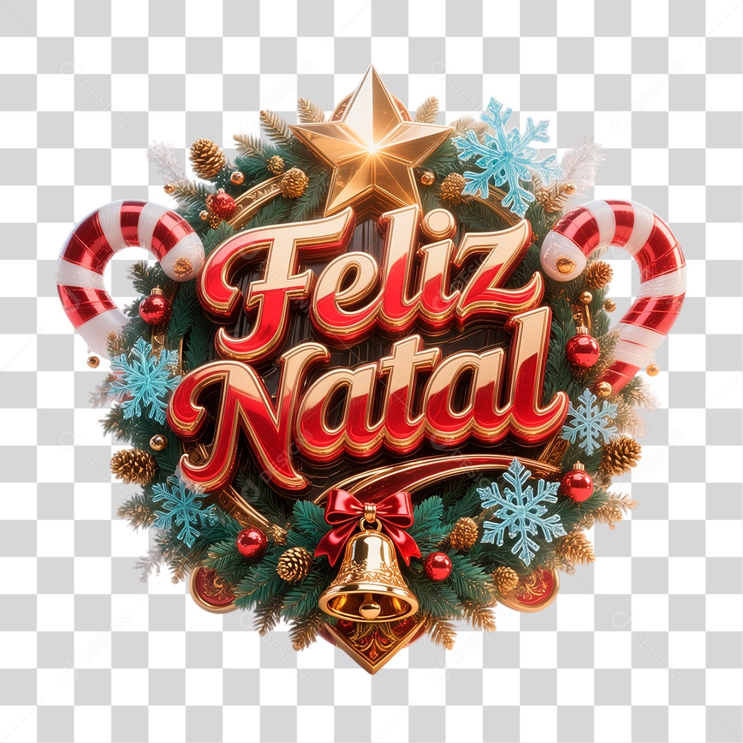 Selo 3D Feliz Natal PNG Transparente