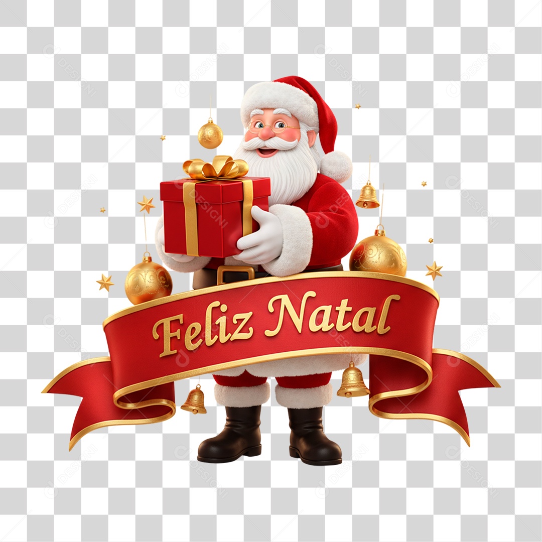 Selo 3D Feliz Natal PNG Transparente