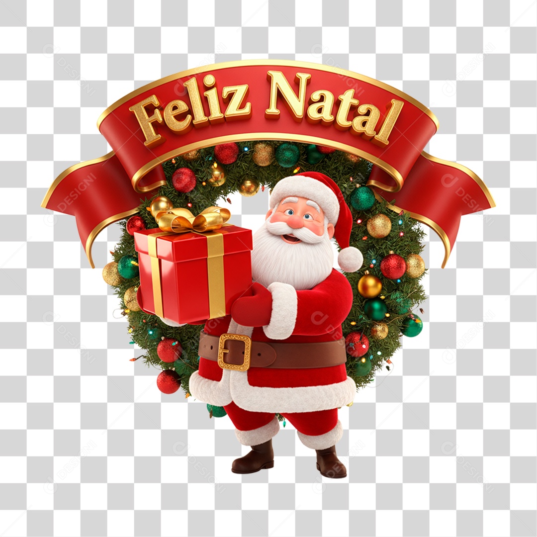 Selo 3D Feliz Natal PNG Transparente