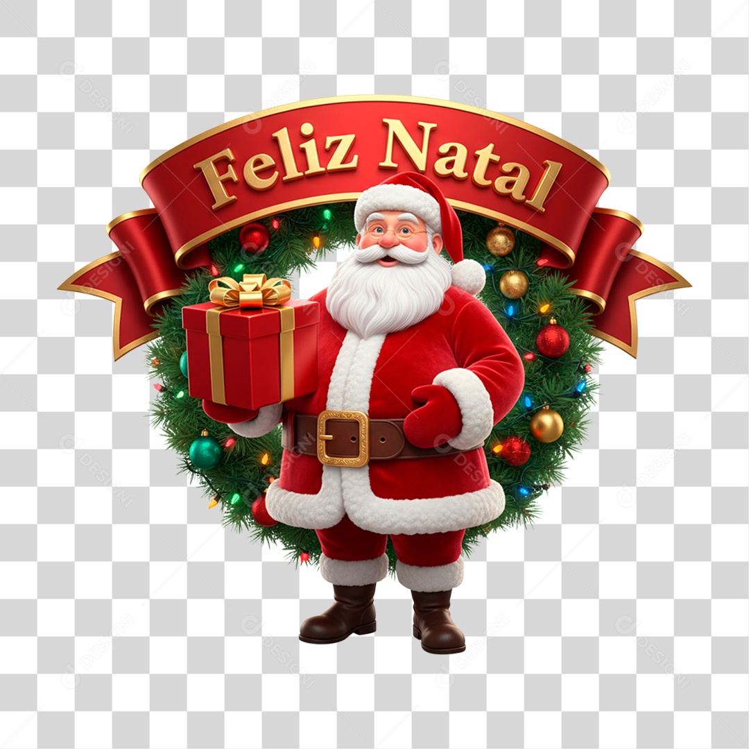 Selo 3D Feliz Natal PNG Transparente