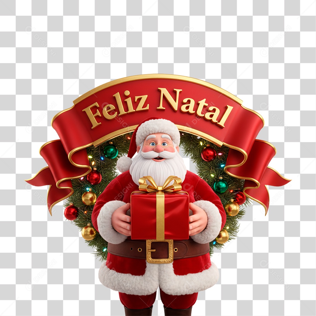 Selo 3D Feliz Natal PNG Transparente
