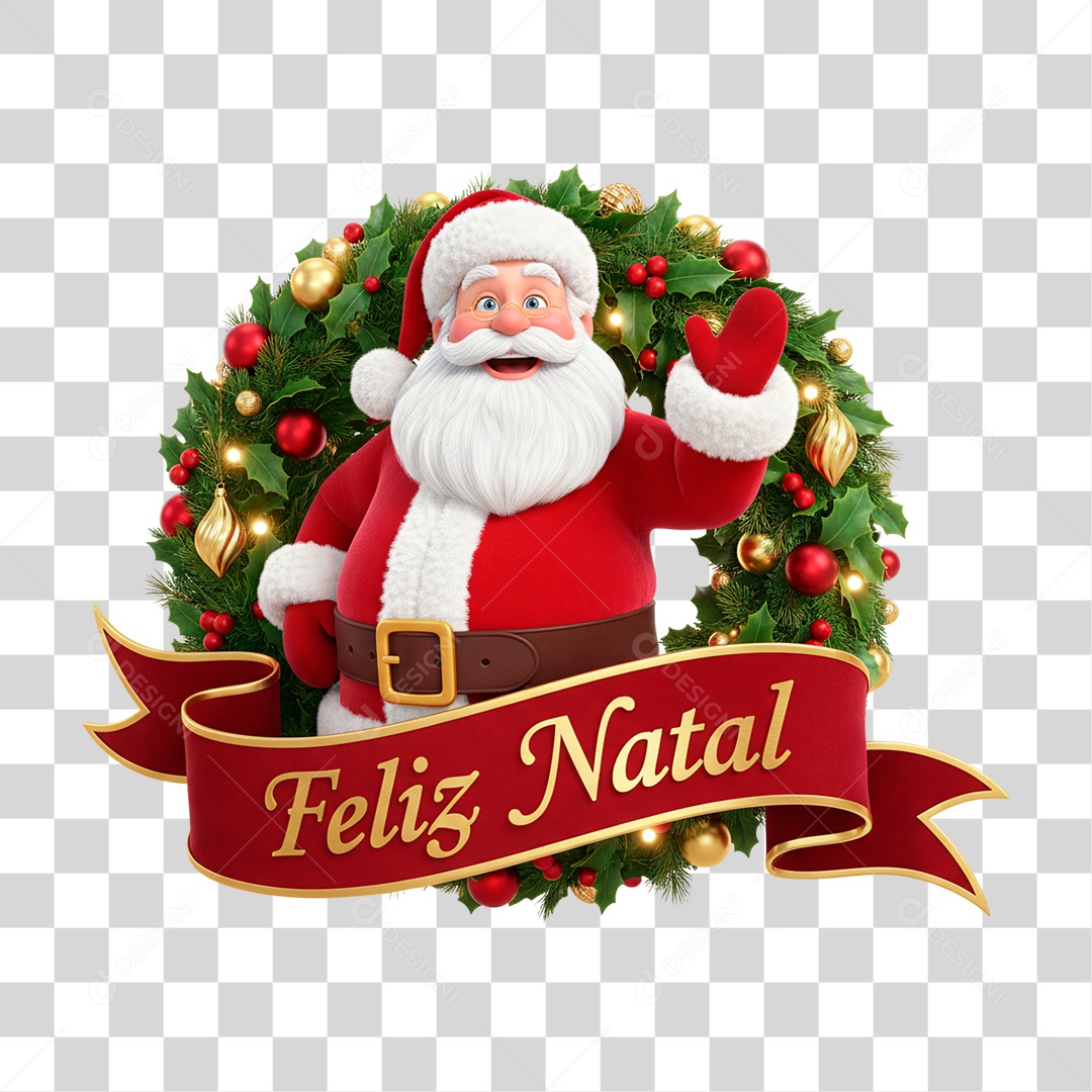 Selo 3D Feliz Natal PNG Transparente