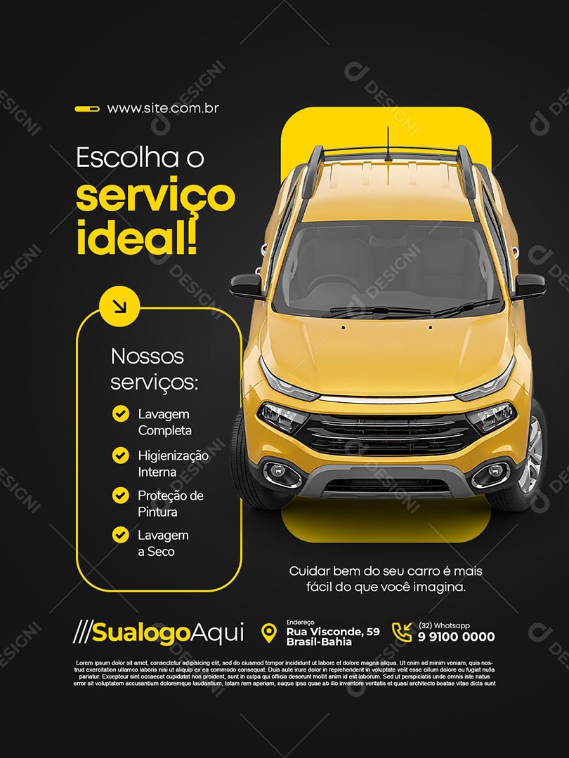Lavador de Carros Escolha o Serviço Ideal Social Media PSD Editável