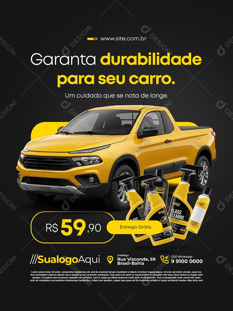 Lavador de Carros Garanta Durabilidade para Seu Carro Social Media PSD Editável