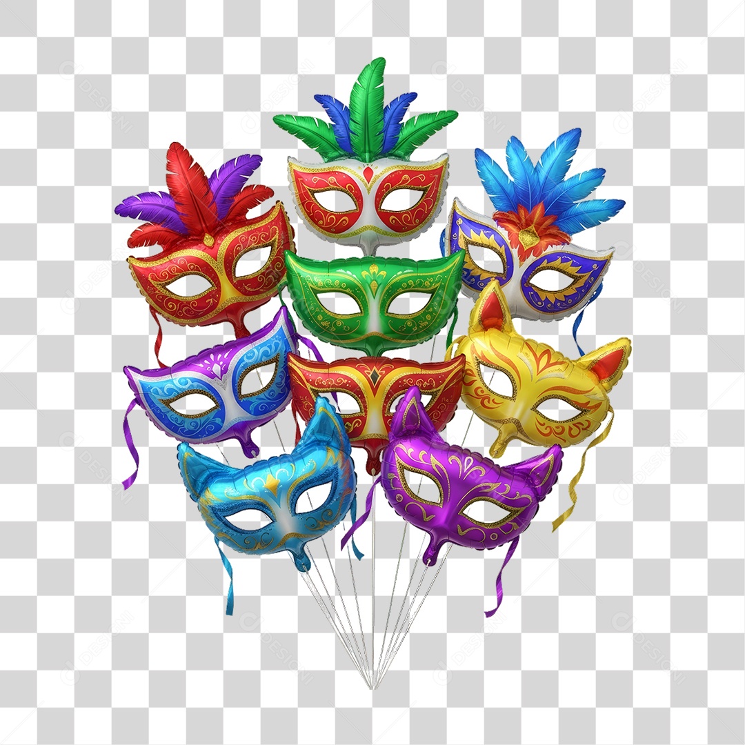 Máscaras Decorações Enfeites para o Carnaval PNG Transparente