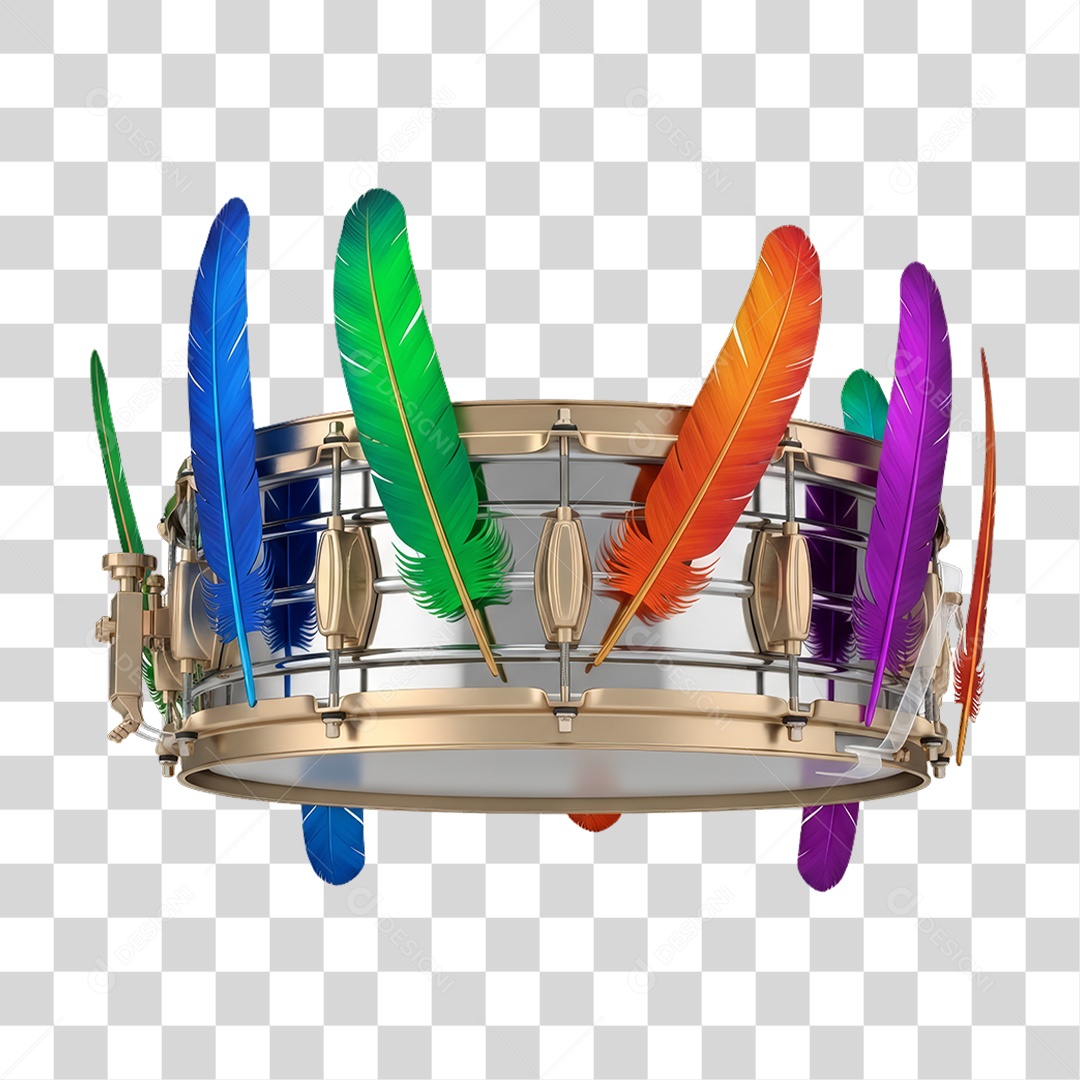 Tambor com Penas Decorações Enfeites para o Carnaval PNG Transparente