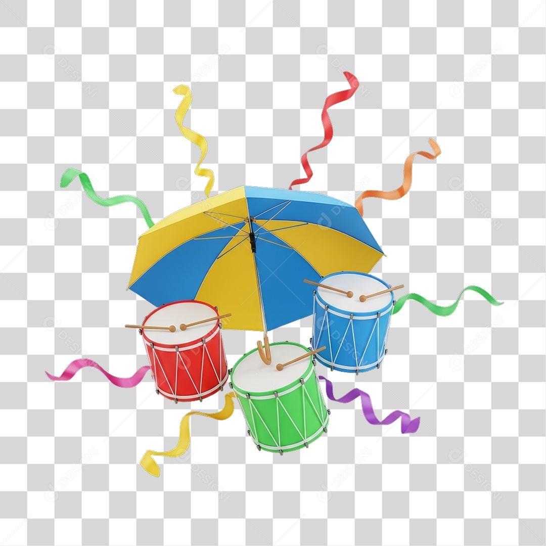 Tambores Decorações Enfeites para o Carnaval PNG Transparente