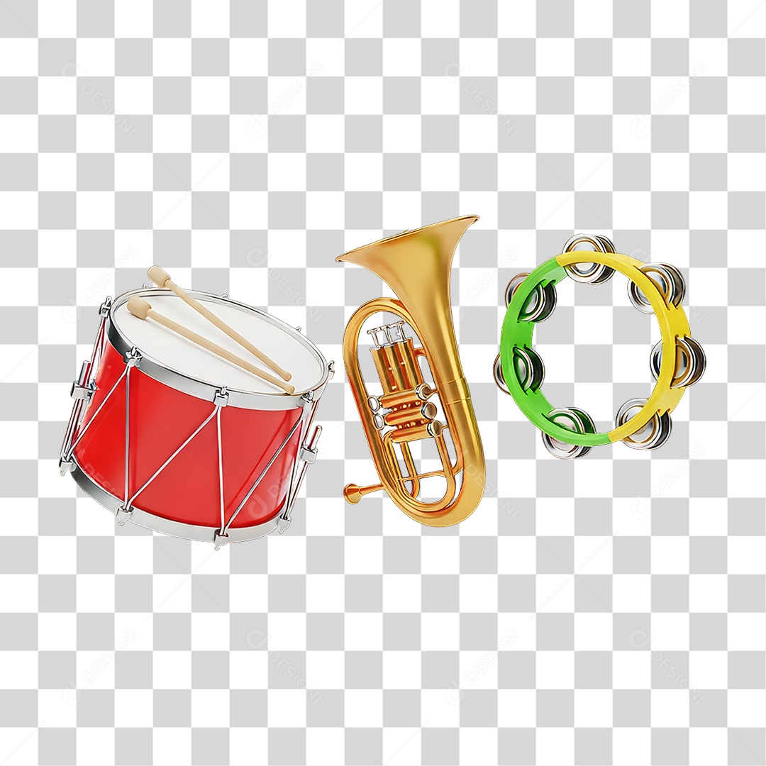 Instrumentos Decorações Enfeites para o Carnaval PNG Transparente
