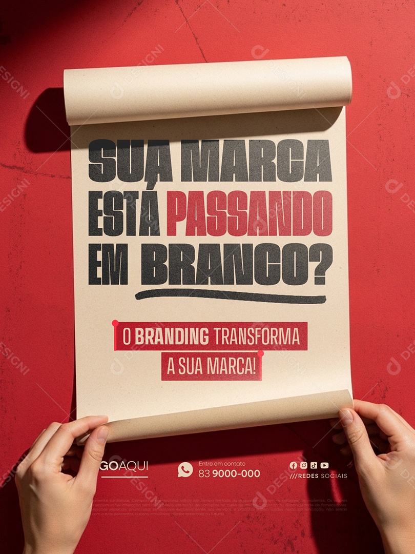 Marketing Digital Sua Marca Está Passando em Branco Social Media PSD Editável