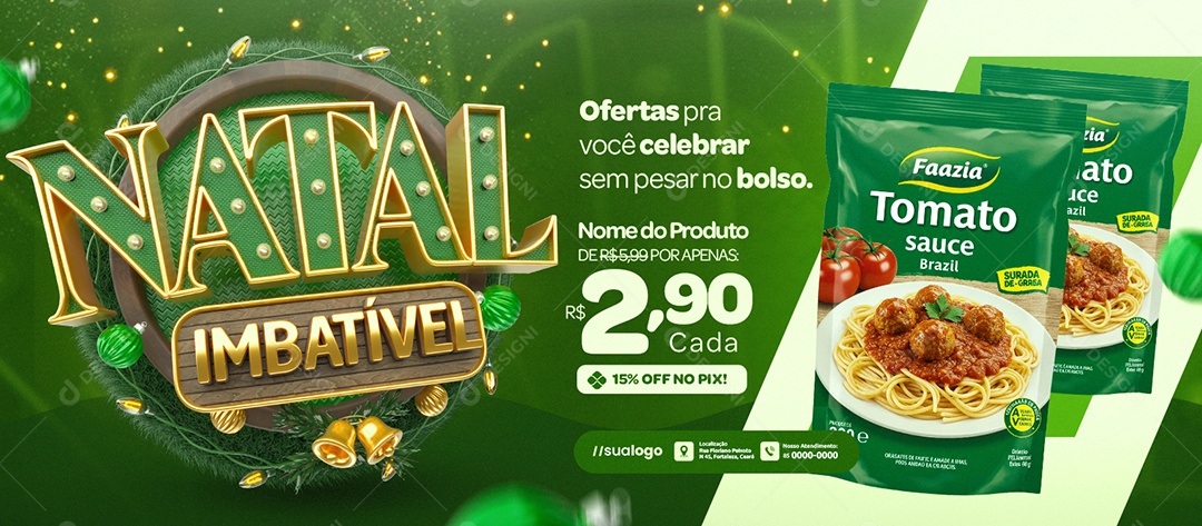 Banner Natalino Supermercado Natal Imbatível Social Media PSD Editável
