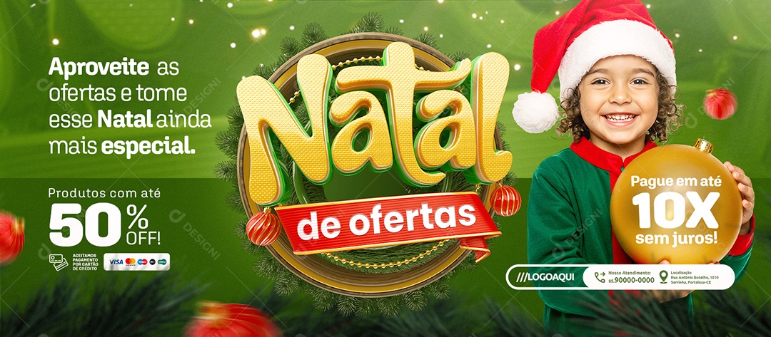 Banner Natalino Supermercado Natal de Ofertas Social Media PSD Editável