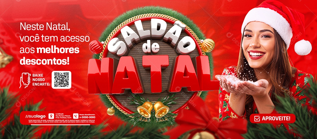Banner Natalino Supermercado Saldão do Natal Social Media PSD Editável