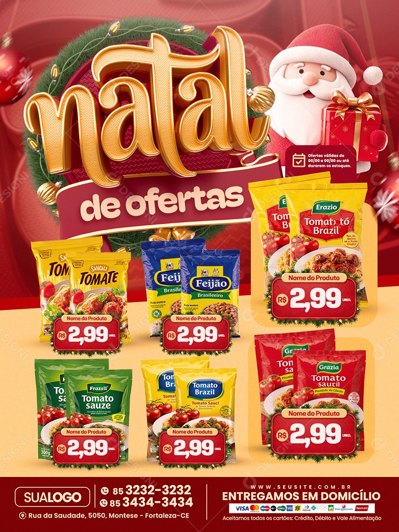 Tabloide Supermercado Natal de Ofertas Social Media PSD Editável