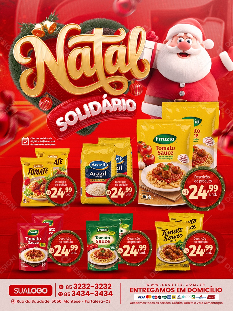 Tabloide Supermercado Natal Solidário Social  Media PSD Editável