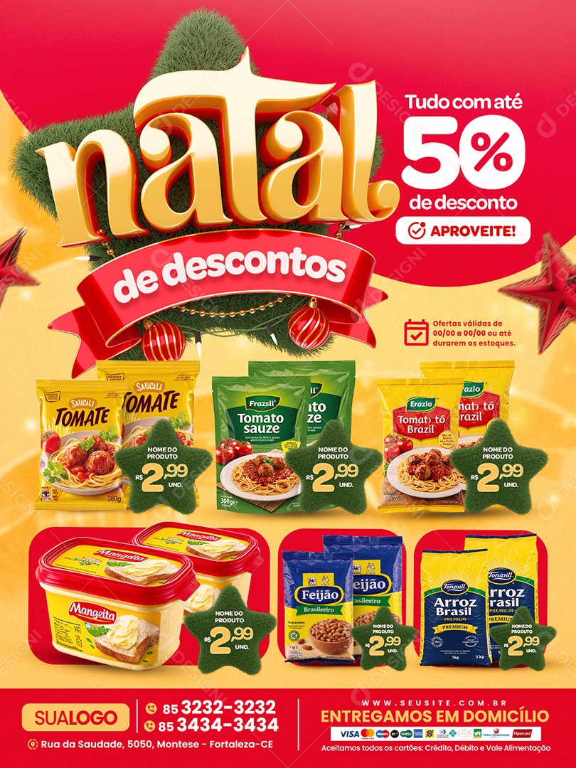 Tabloide Supermercado Natal de Descontos Social Media PSD Editável