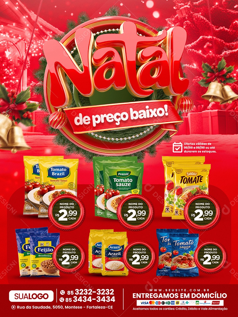 Tabloide Supermercado Natal de Preço Baixo Social Media PSD Editável