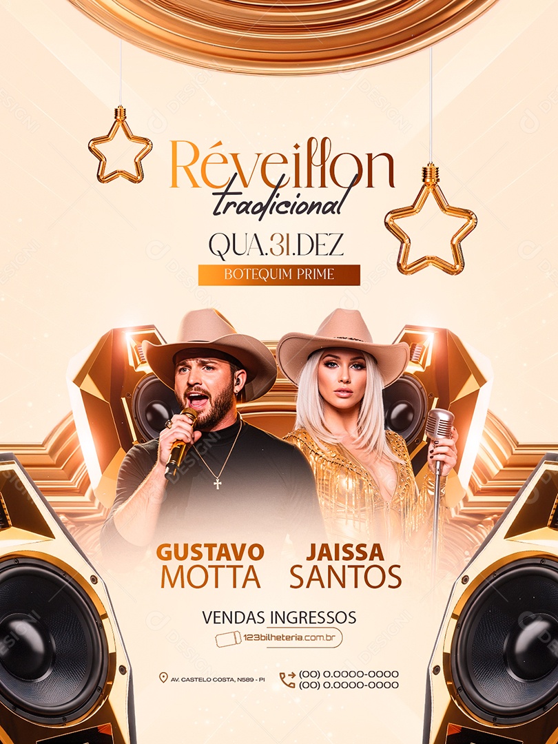 Flyer Próximos Shows Réveillon Tradicional Social Media PSD Editável