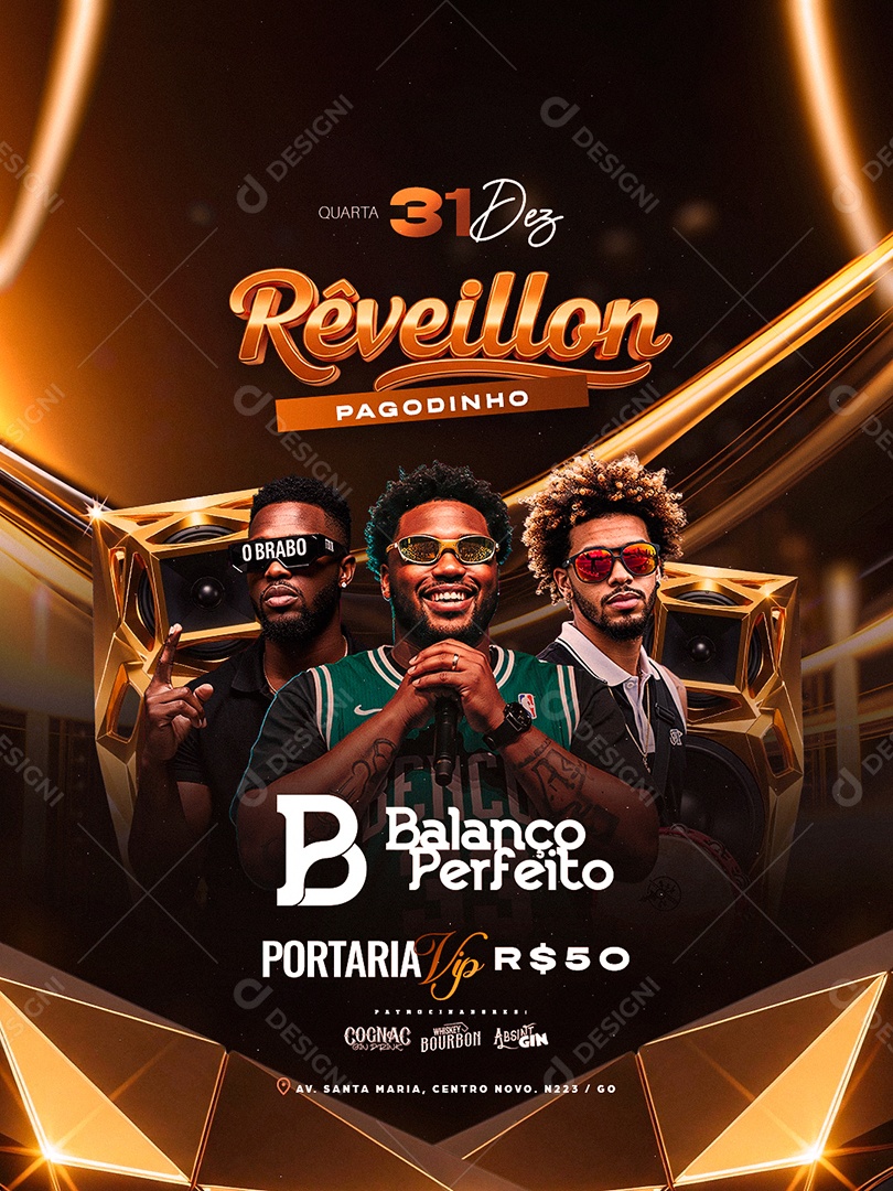 Flyer Próximos Shows Réveillon Pagodinho Social Media PSD Editável