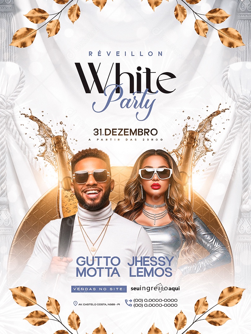 Flyer Próximos Shows Réveillon White Party Social Media PSD Editável