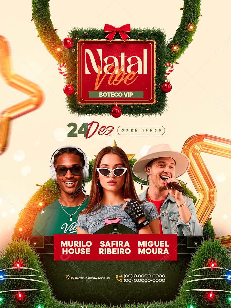 Flyer Próximos Shows Natal Vibe Social Media PSD Editável