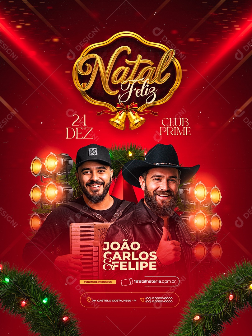 Flyer Próximos Shows Natal Feliz Club Prime Social Media PSD Editável