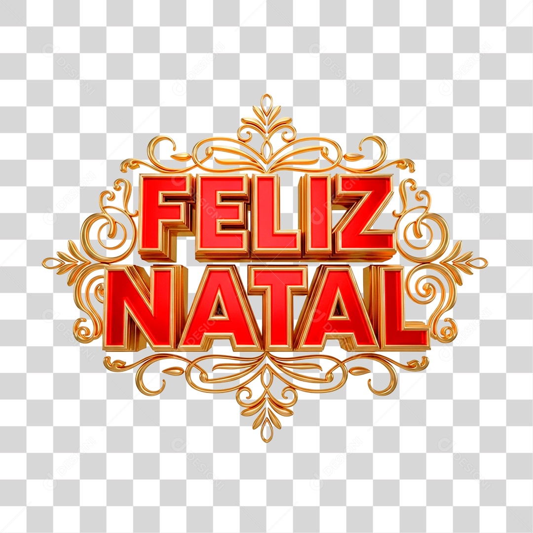 Selo 3D Feliz Natal PNG Transparente