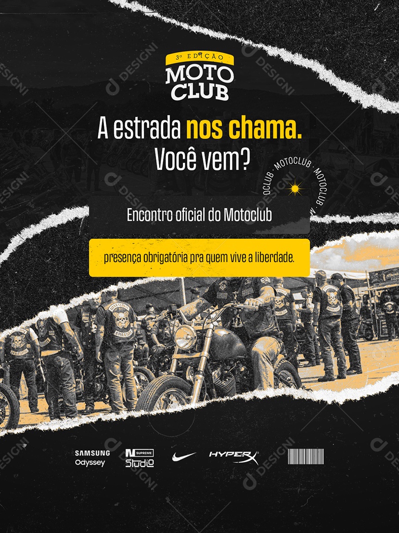 Moto Club a Estrada Nos Chama Você Vem Social Media PSD Editável