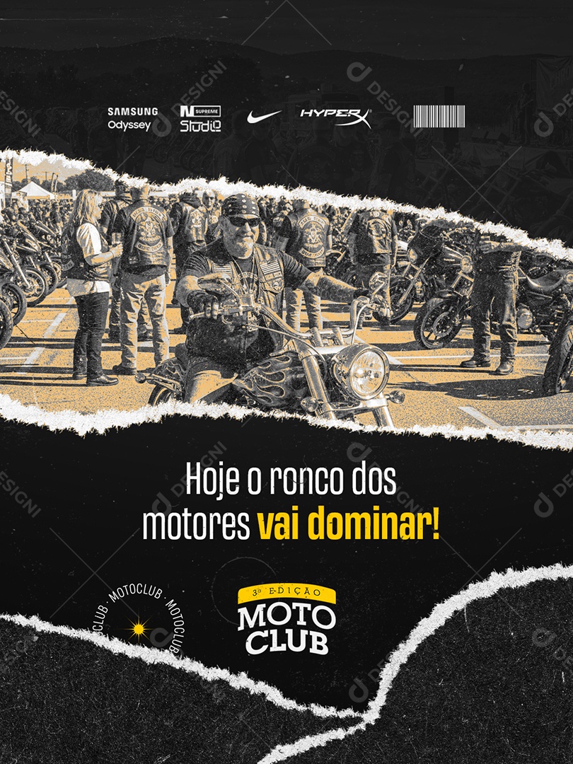 Moto Club Hoje o Ronco dos Motores Vai Dominar Social Media PSD Editável