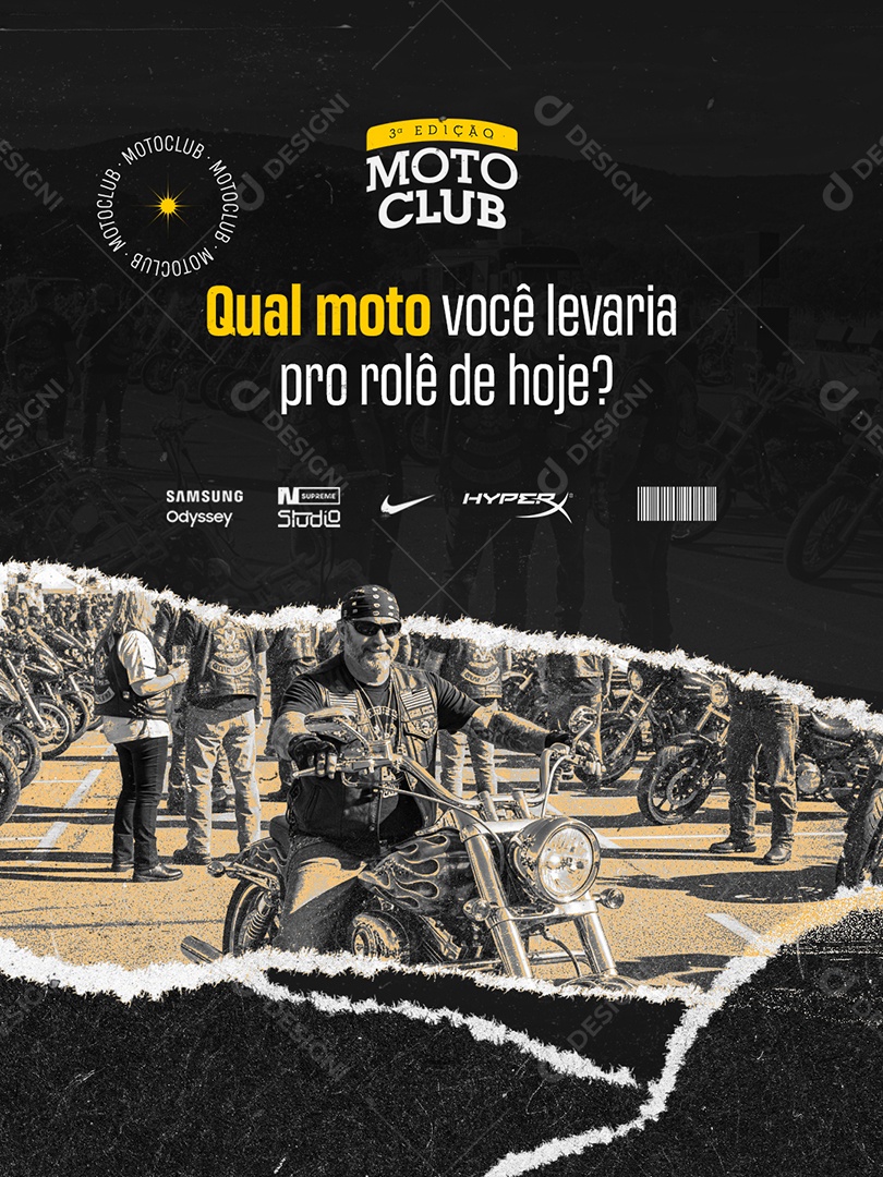 Moto Club Qual Moto Você Levaria Pro Rolê de Hoje Social Media PSD Editável