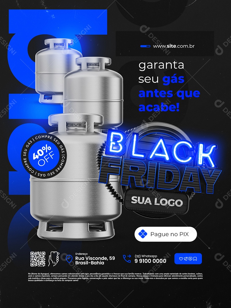 Distribuidor de Gás Black Friday Garanta Seu Gás Antes Que Acabe Social Media PSD Editável