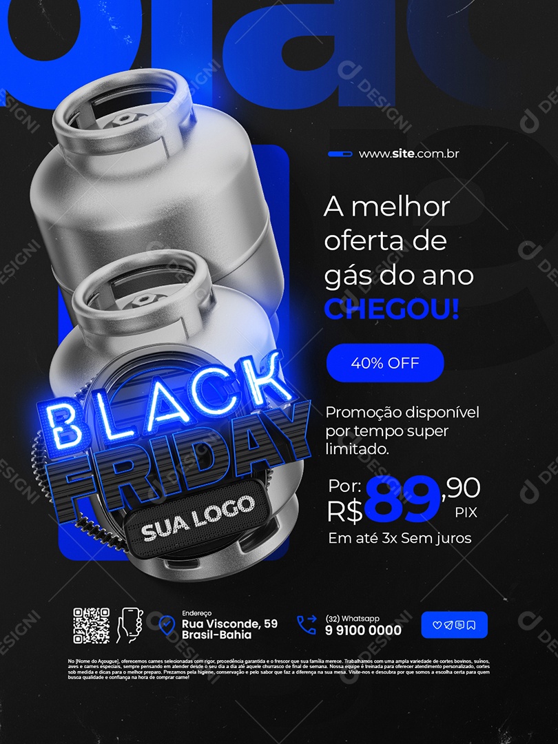 Distribuidor de Gás Black Friday a Melhor Oferta de Gás do Ano Chegou Social Media PSD Editável