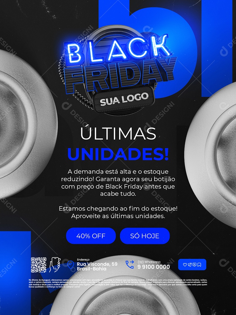 Distribuidor de Gás Black Friday Últimas Unidades Social Media PSD Editável
