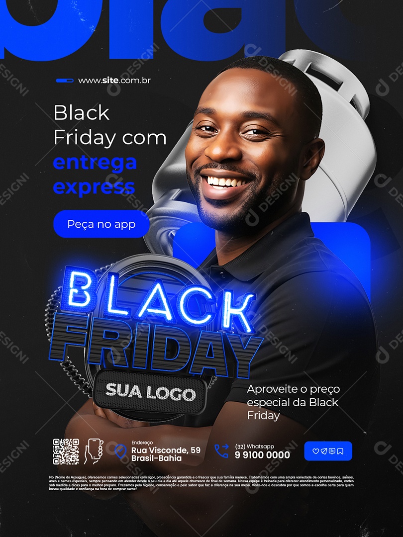 Distribuidor de Gás Black Friday com Entregaa Express Social Media PSD Editável