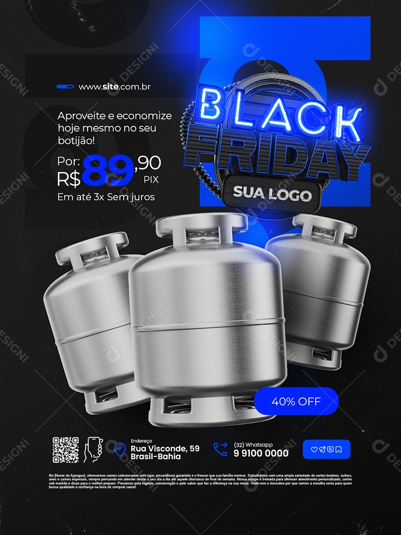 Distribuidor de Gás Black Friday Aproveite e Economize Hoje Mesmo no Seu Botijão Social Media PSD Editável
